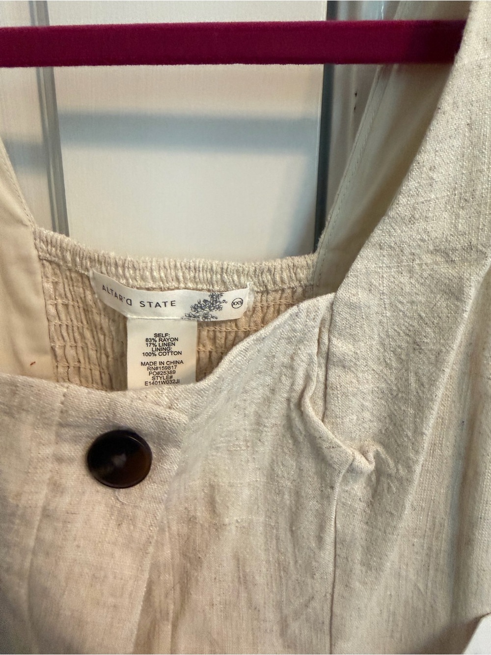 Sleeveless Button-Front Linen Blend Mini Dress in Cream - Picture 4 of 5